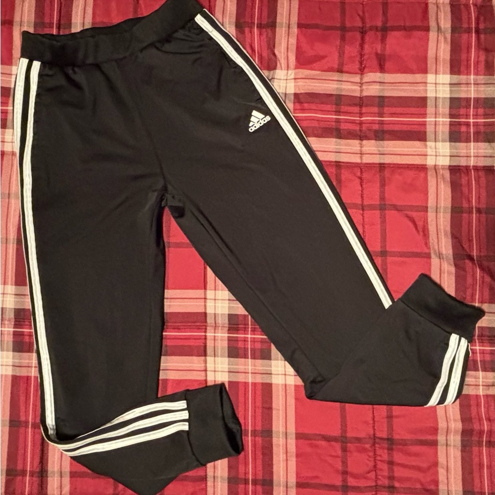Adidas Kids Black Sweatpants with White Accents